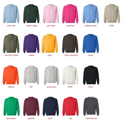 sweatshirt color chart - King of the Hill Shop