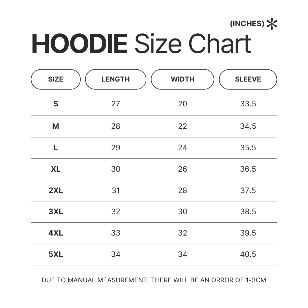 Hoodie Size Chart - King of the Hill Shop