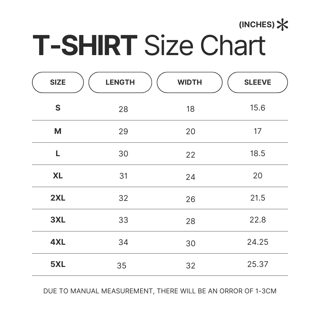 T shirt Size Chart - King of the Hill Shop