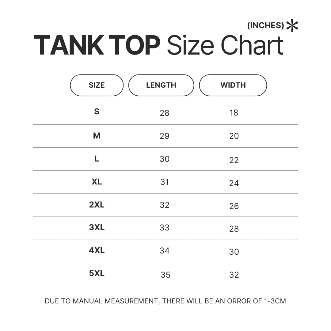 Tank Top Size Chart - King of the Hill Shop